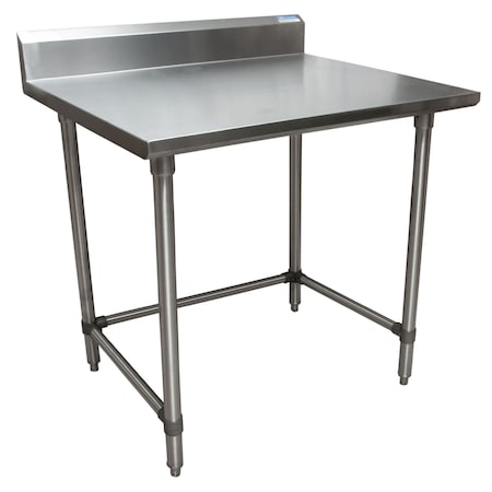 Stainless Steel Work Table With Open Base, 5 Rear Riser 36Wx24D